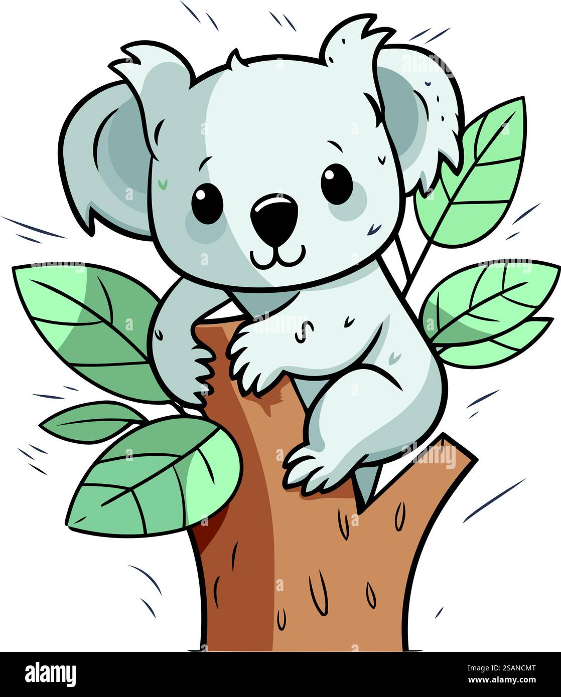 Cute koala on a tree. Vector illustration in cartoon style Stock Vector ...