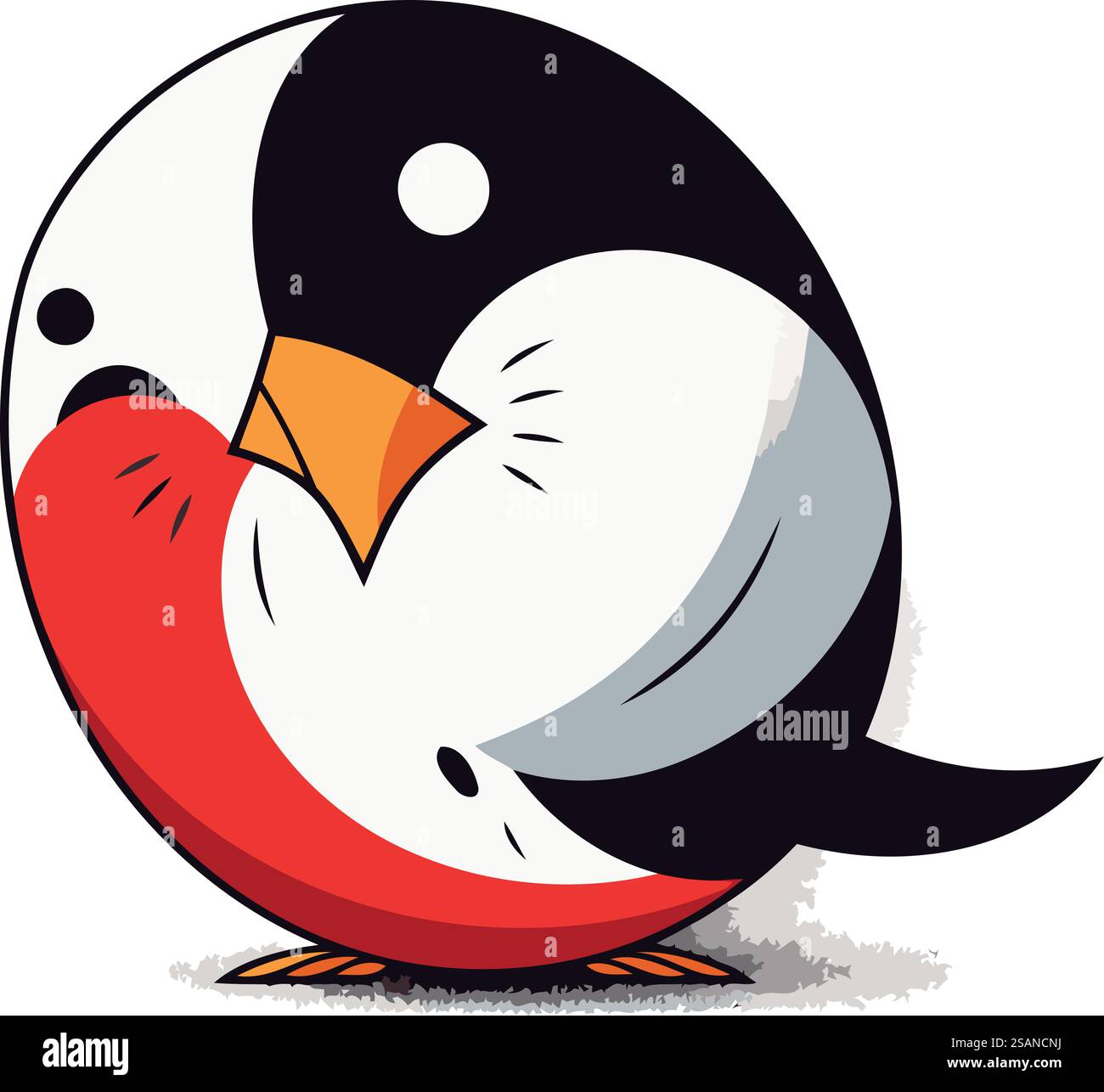 Vector illustration of a cute cartoon penguin on a white background ...