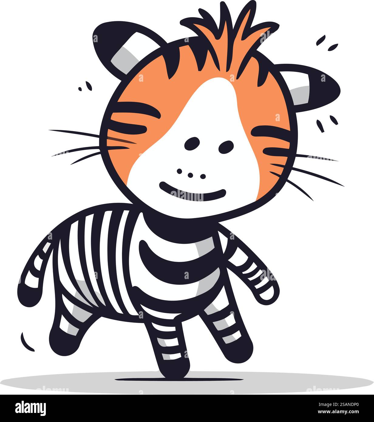 Cute cartoon tiger. Vector illustration isolated on a white background ...