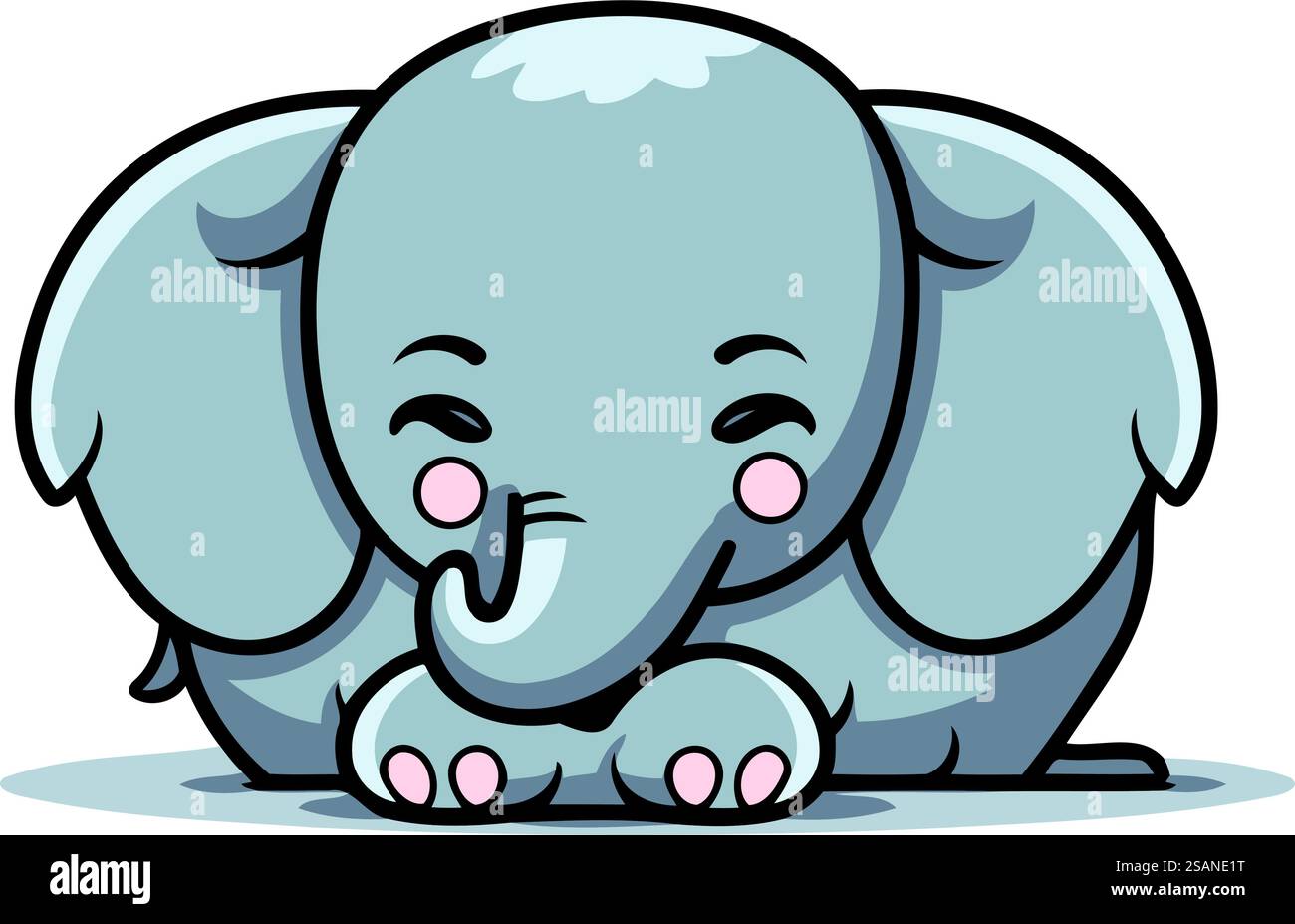 Cute baby elephant isolated on white background. Vector cartoon ...