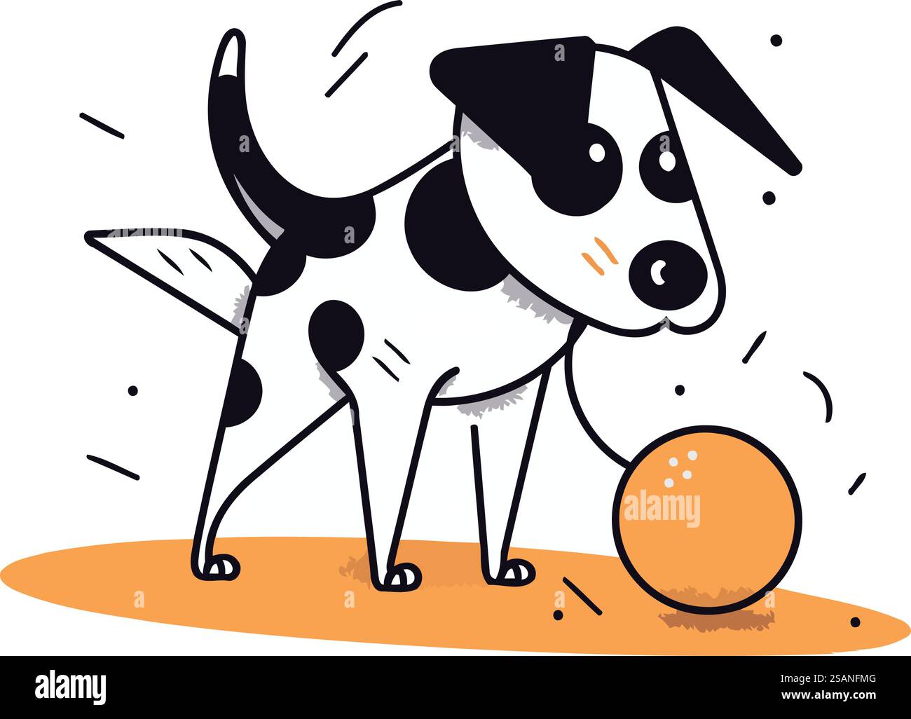 Cute dog playing with ball. Vector illustration in cartoon style Stock ...