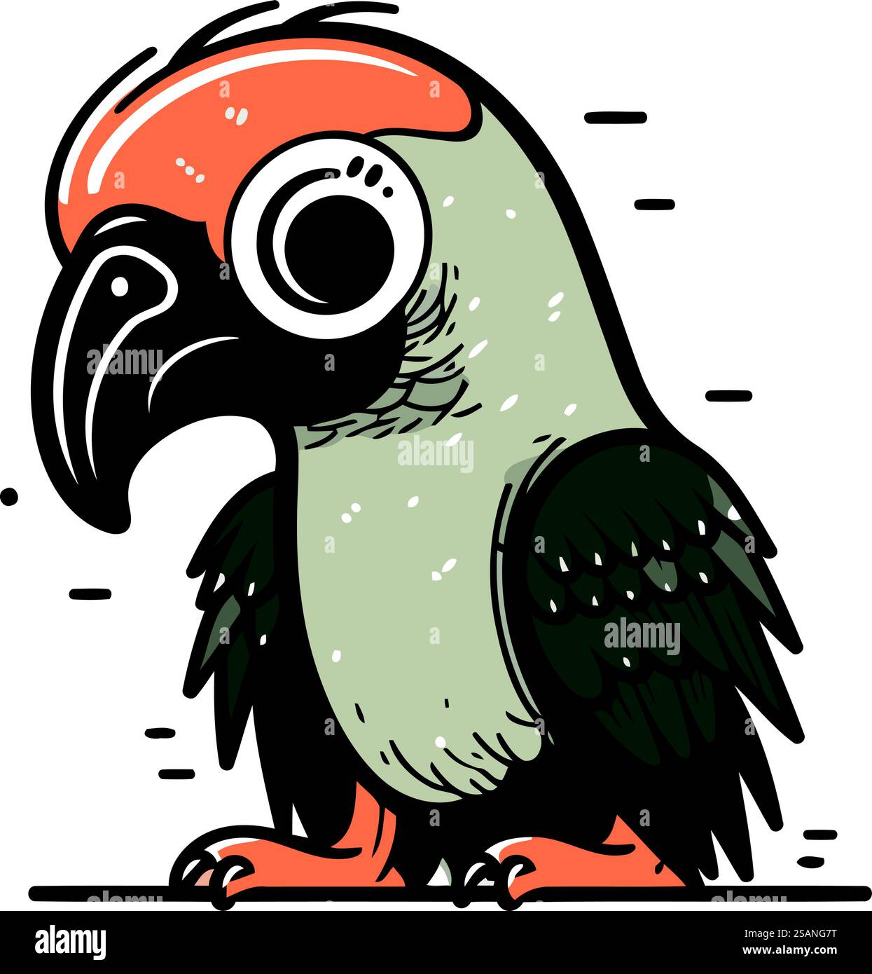 Cute parrot. Hand drawn vector illustration in cartoon style Stock ...