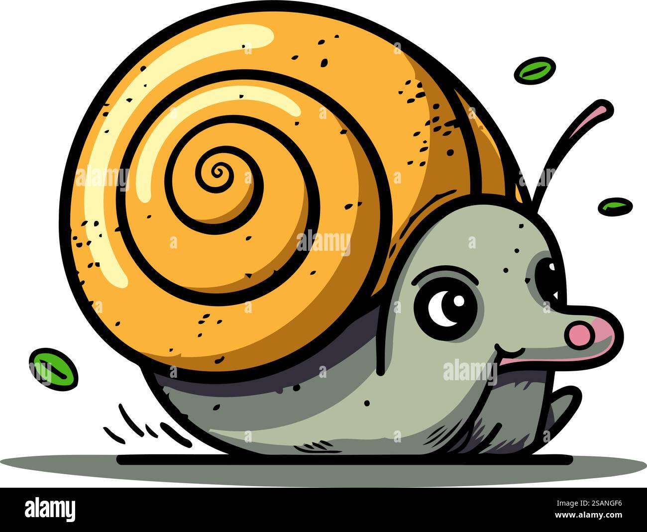 Cute cartoon snail. Vector illustration isolated on a white background ...
