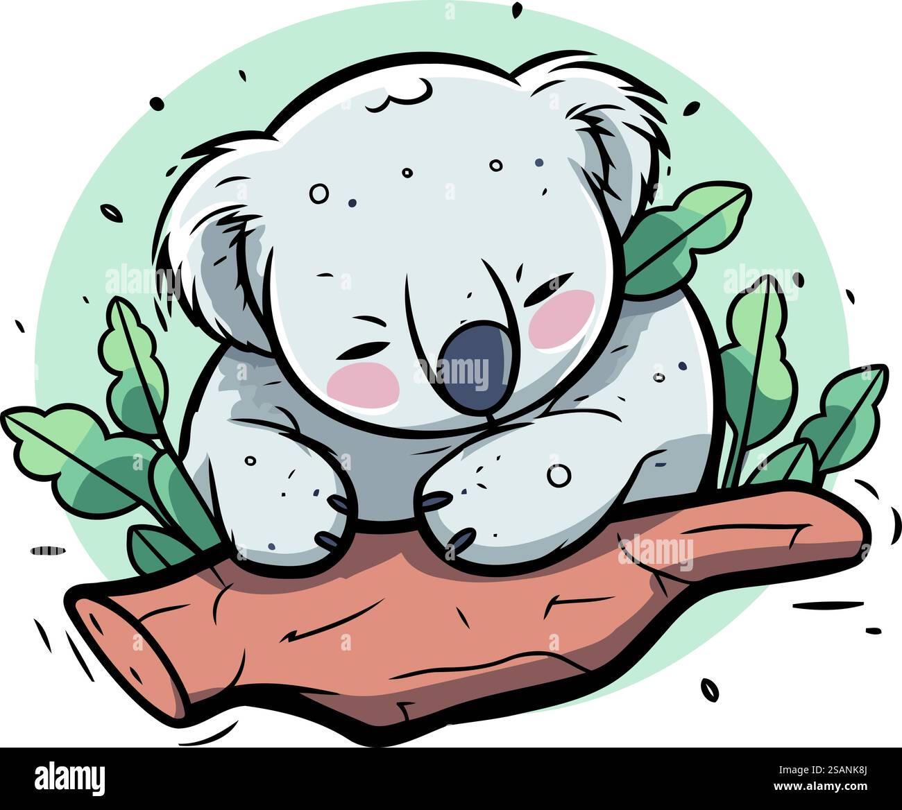 Cute koala sleeping on a tree branch. Vector illustration Stock Vector ...