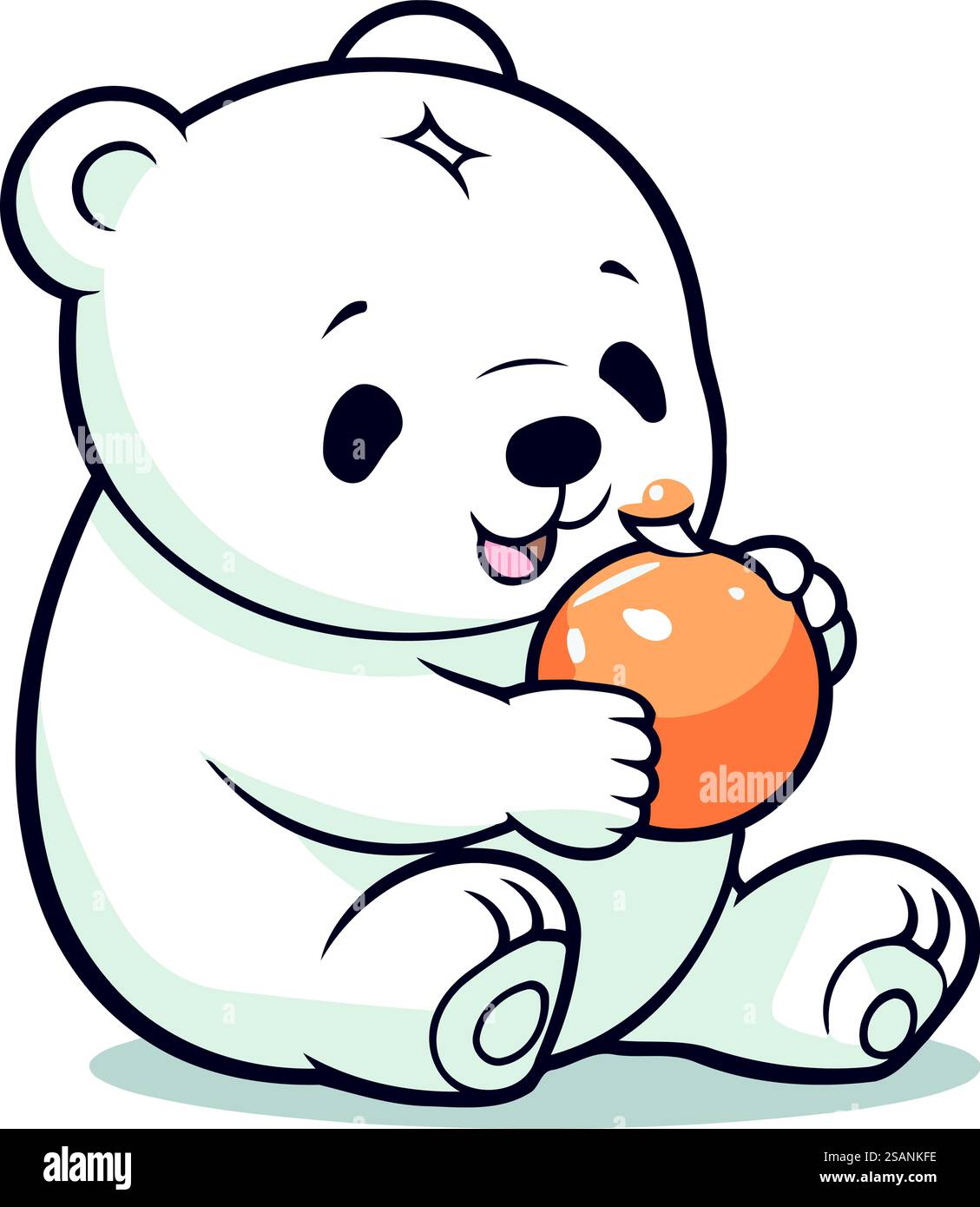 Polar bear holding an orange. Cute cartoon vector illustration Stock ...