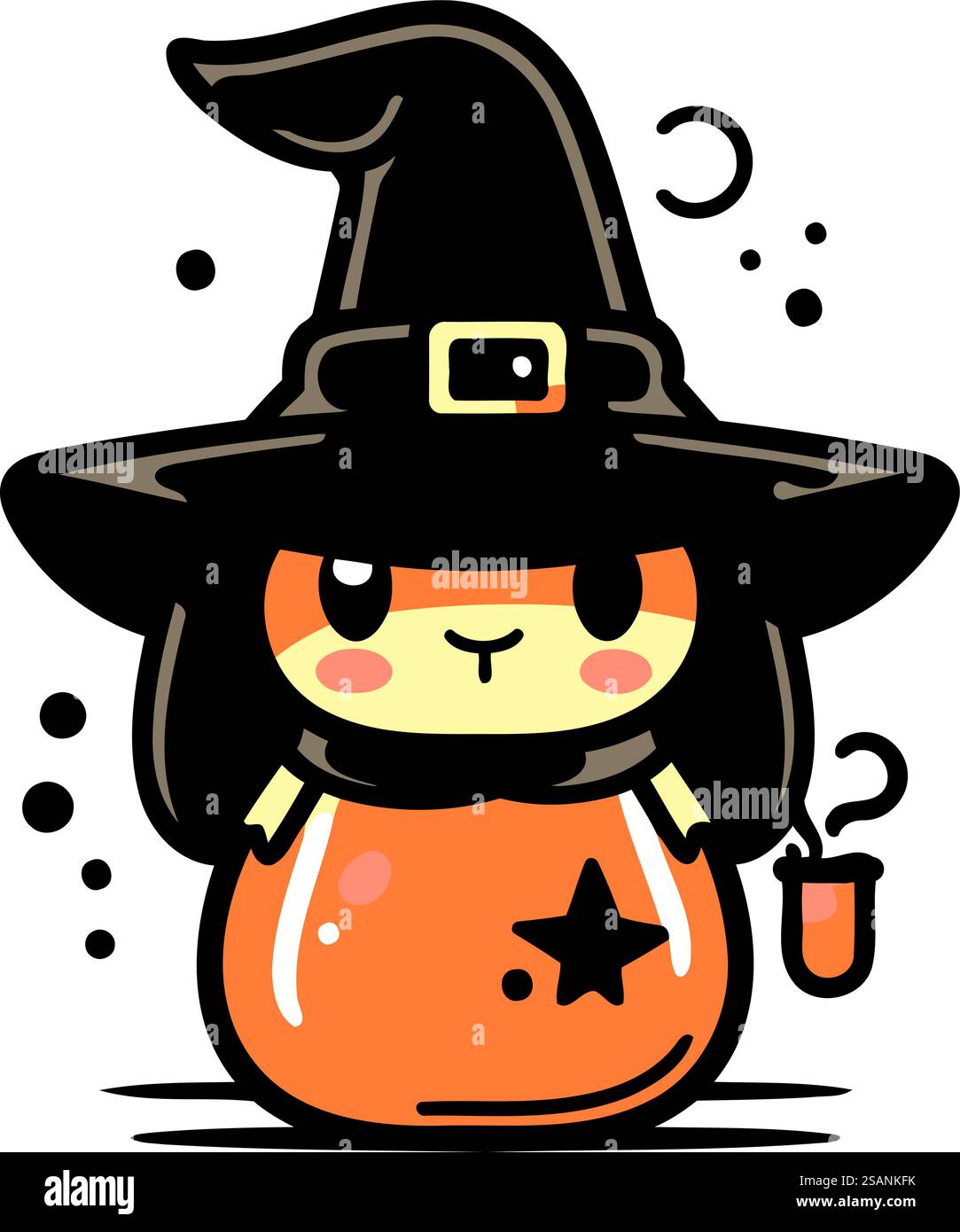 Cute witch hat with pumpkin. Vector illustration in cartoon style Stock ...