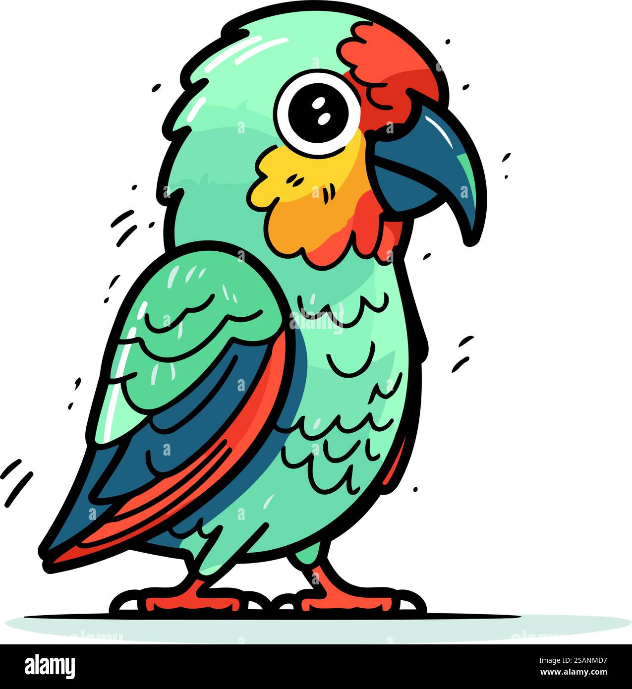 Cute parrot cartoon vector illustration. Hand drawn parrot Stock Vector ...