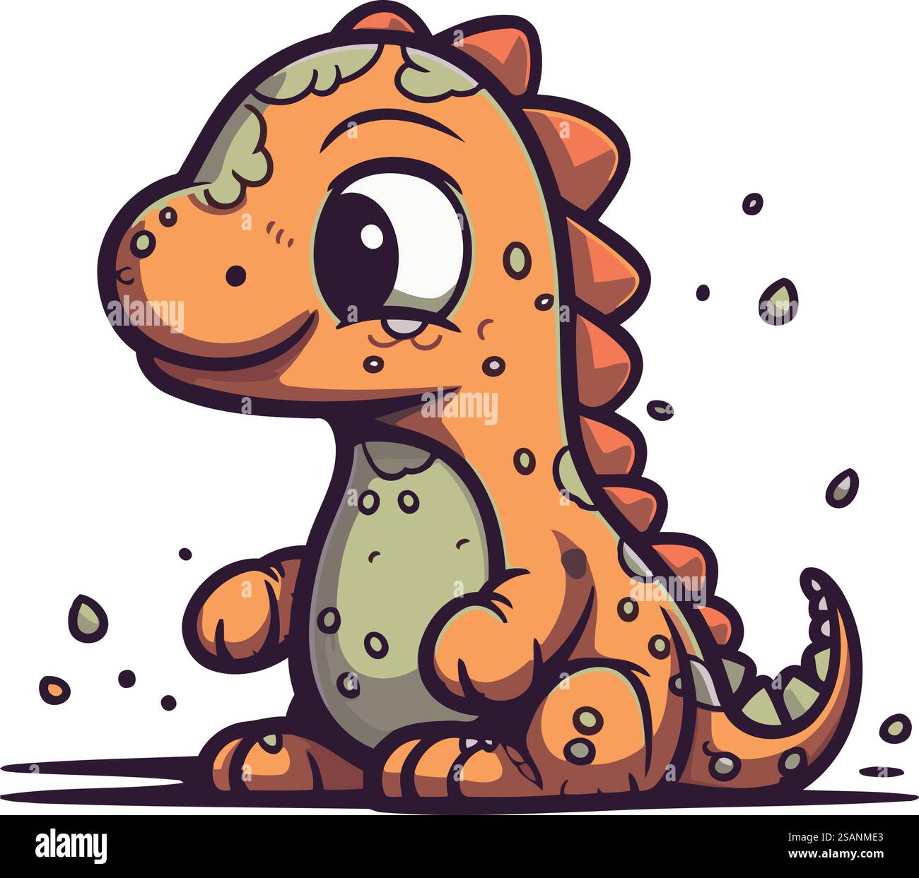Cute cartoon dinosaur. Vector illustration isolated on a white ...