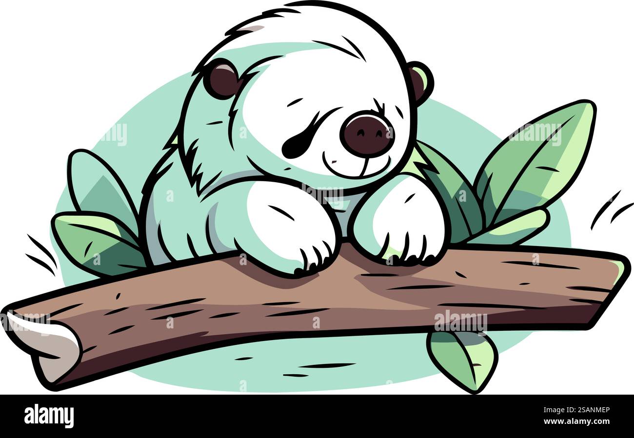 Cute panda bear sitting on a branch. Vector illustration Stock Vector ...