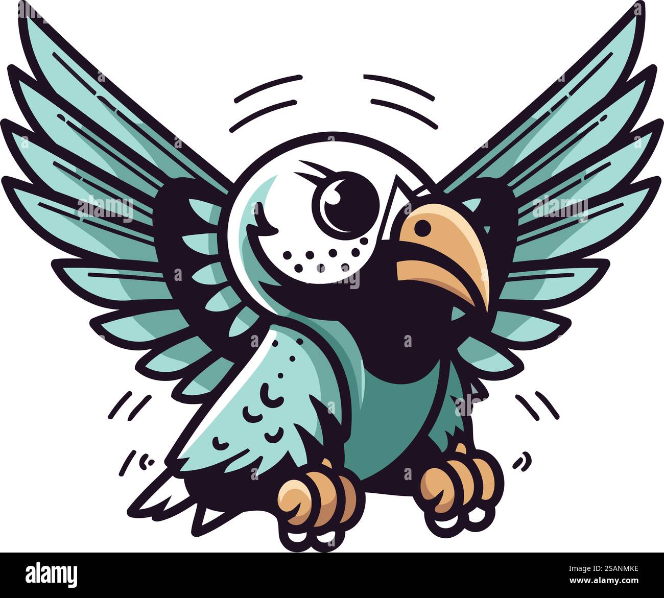 Cute cartoon parrot. Hand drawn vector illustration isolated on white ...