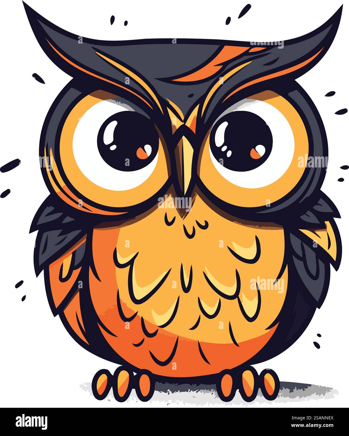 Cute cartoon owl isolated on a white background. Vector illustration ...
