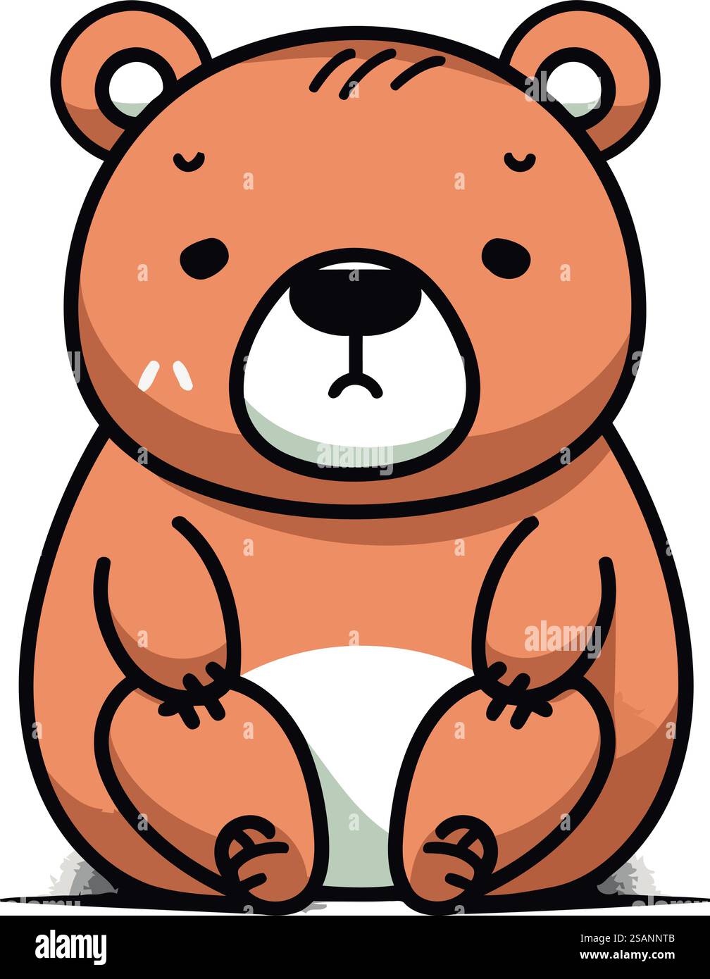 Cute cartoon bear sitting on a white background. Vector illustration ...