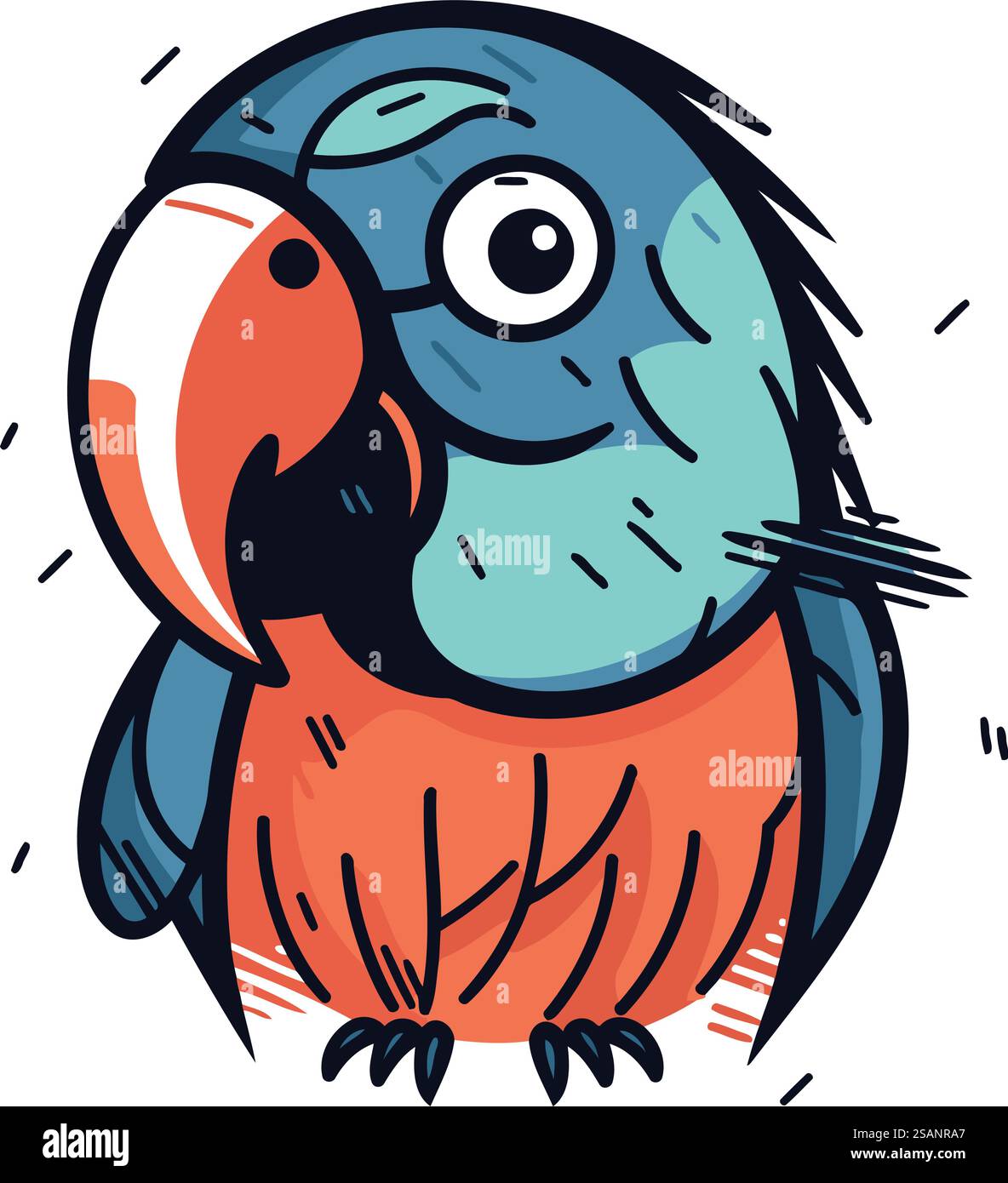 Cute parrot. Cartoon vector illustration. Hand drawn style Stock Vector ...