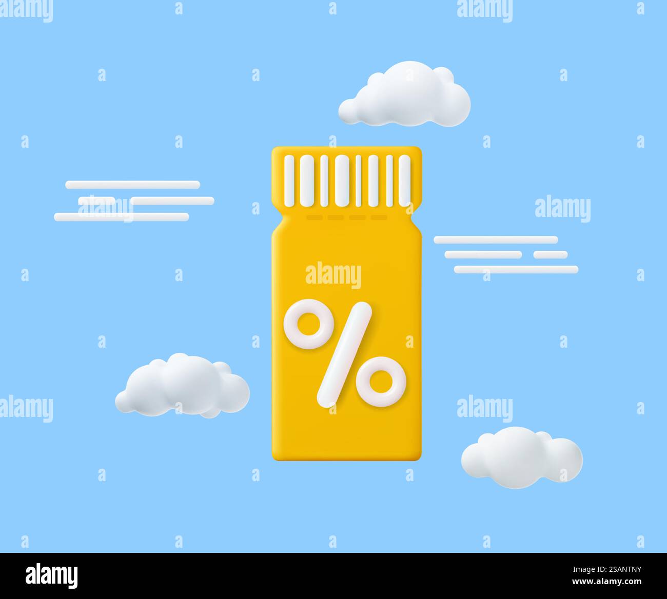 3D renderin coupon with cloud on various discounts and sales of goods and online movie tickets. Vector illustration. 3D renderin coupon Stock Vector