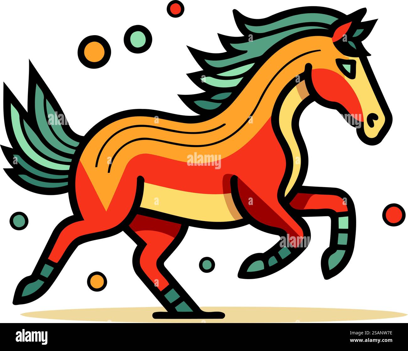 Running horse. Vector illustration in flat style isolated on white ...