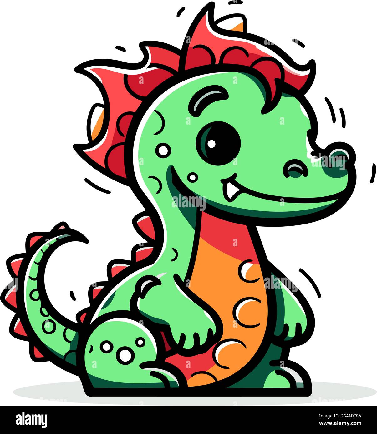 Cute cartoon dinosaur. Vector illustration isolated on a white ...