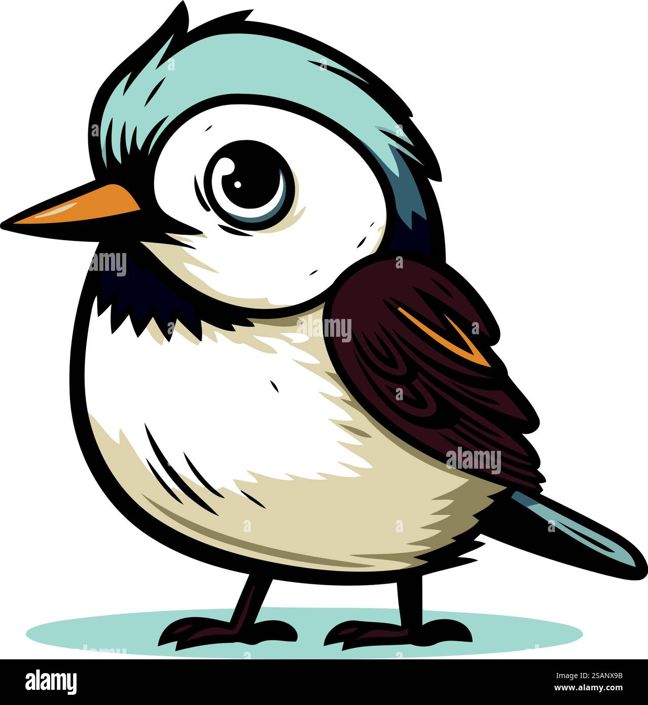 Cute cartoon little bird. Vector illustration isolated on white ...