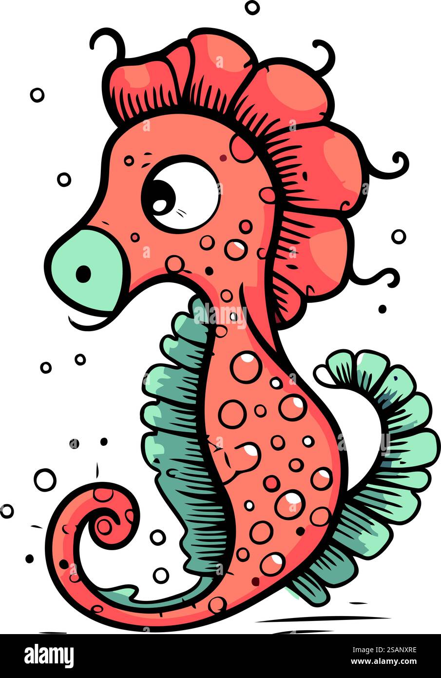 Cute cartoon seahorse. Vector illustration isolated on white background ...