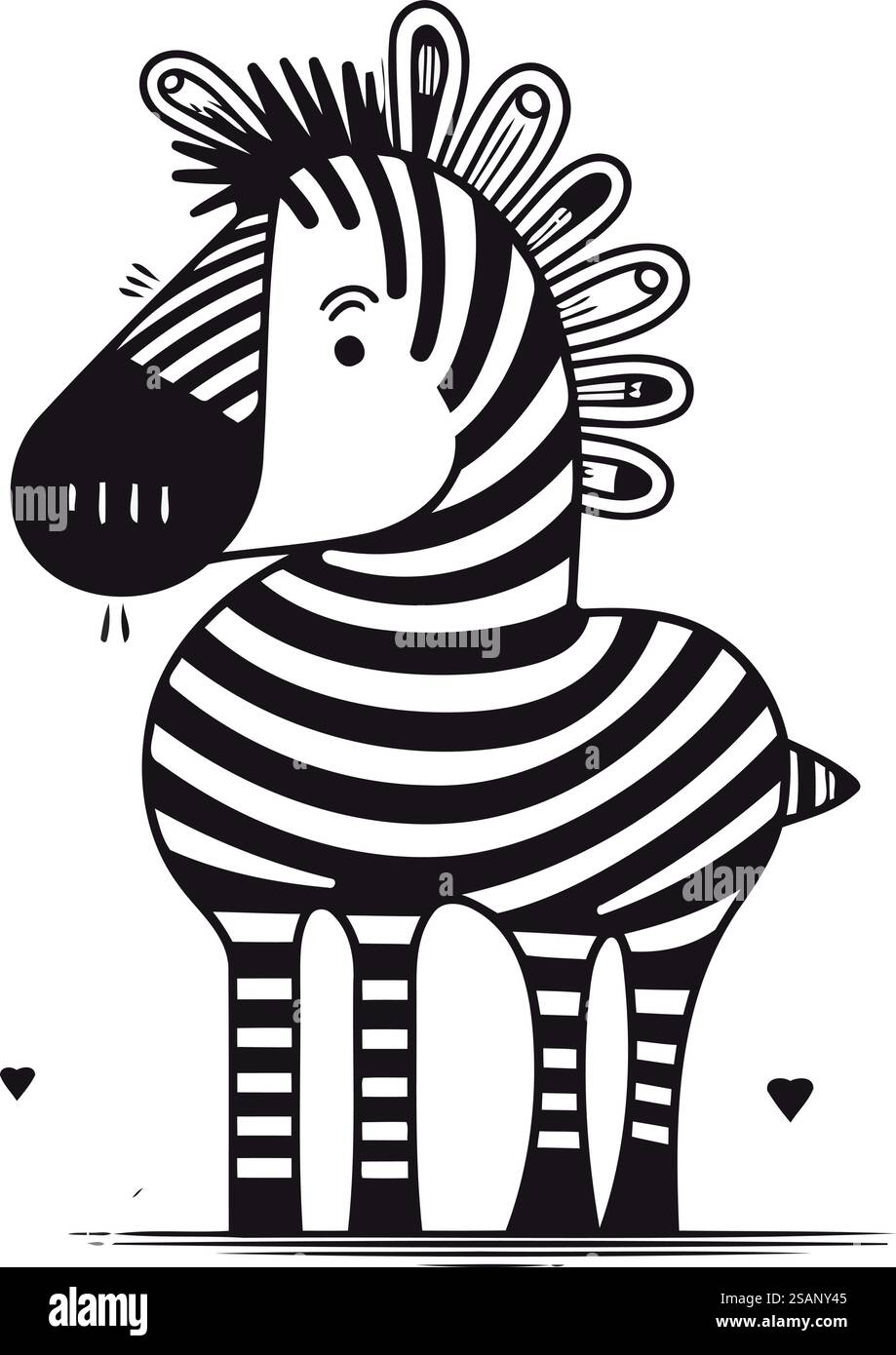 Zebra icon. Vector illustration in black and white colors isolated on ...