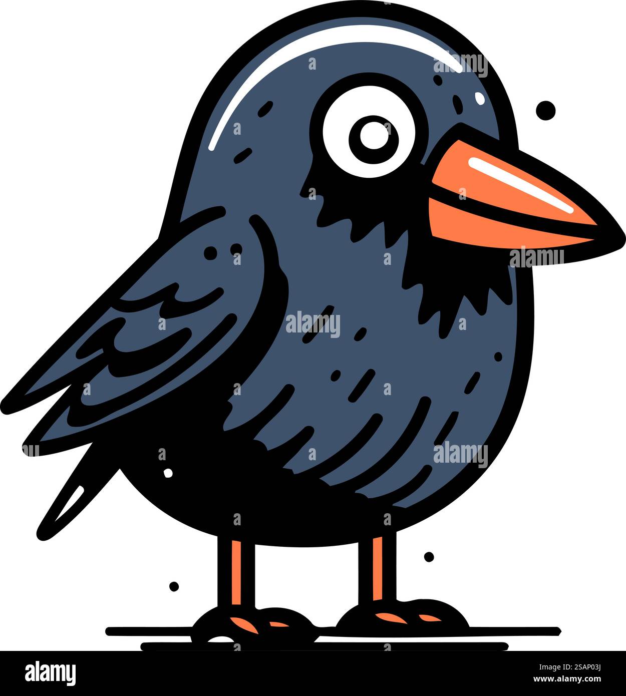 Cute black bird. Vector illustration in doodle style Stock Vector Image ...