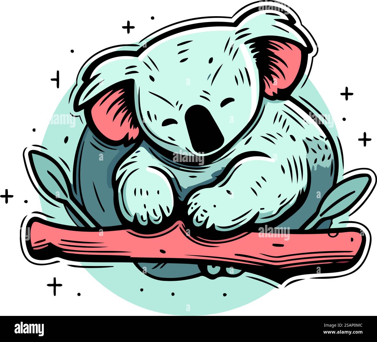 Cute koala sitting on a log. Vector illustration in cartoon style Stock ...