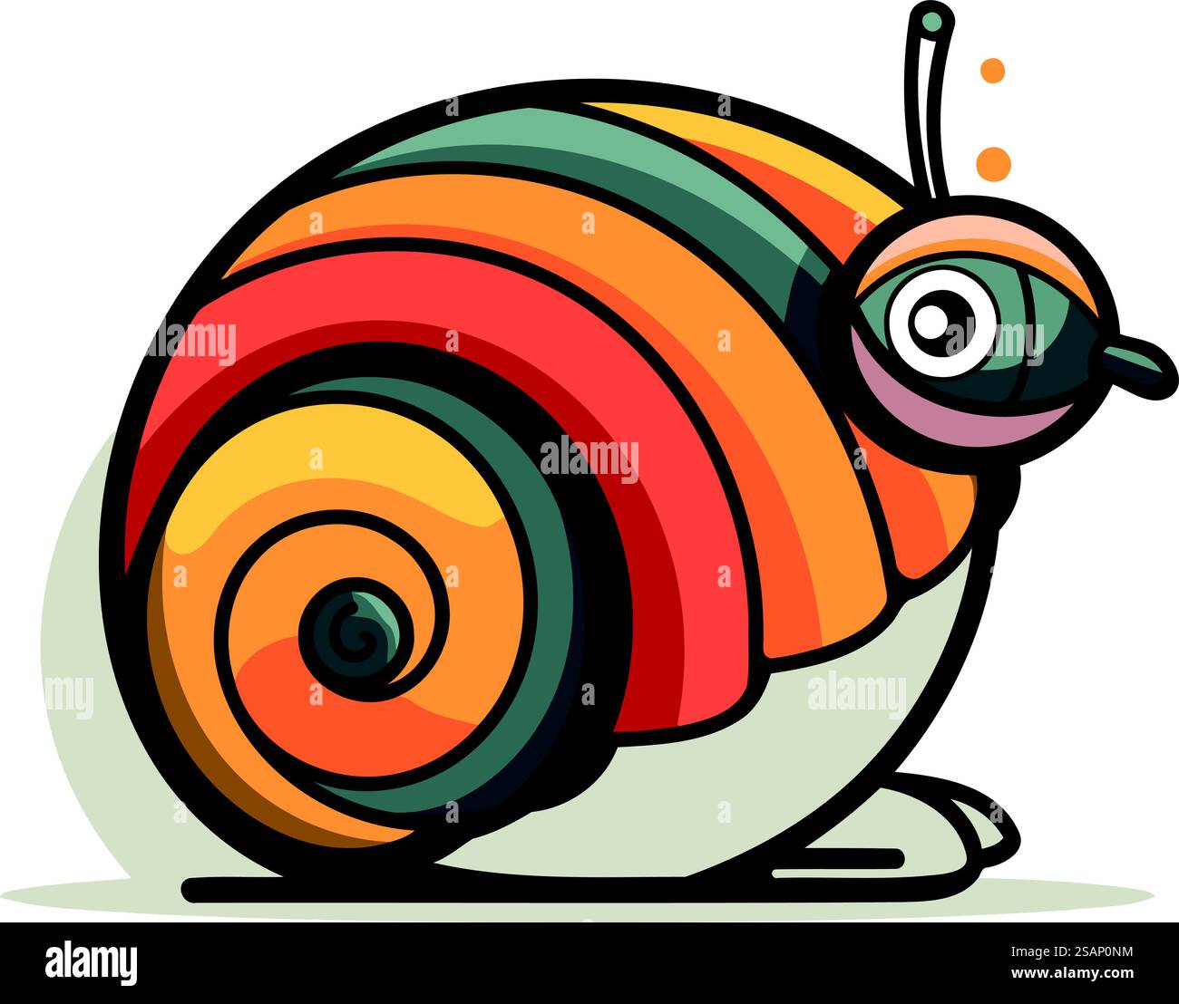 Cute cartoon snail. Vector illustration isolated on a white background ...