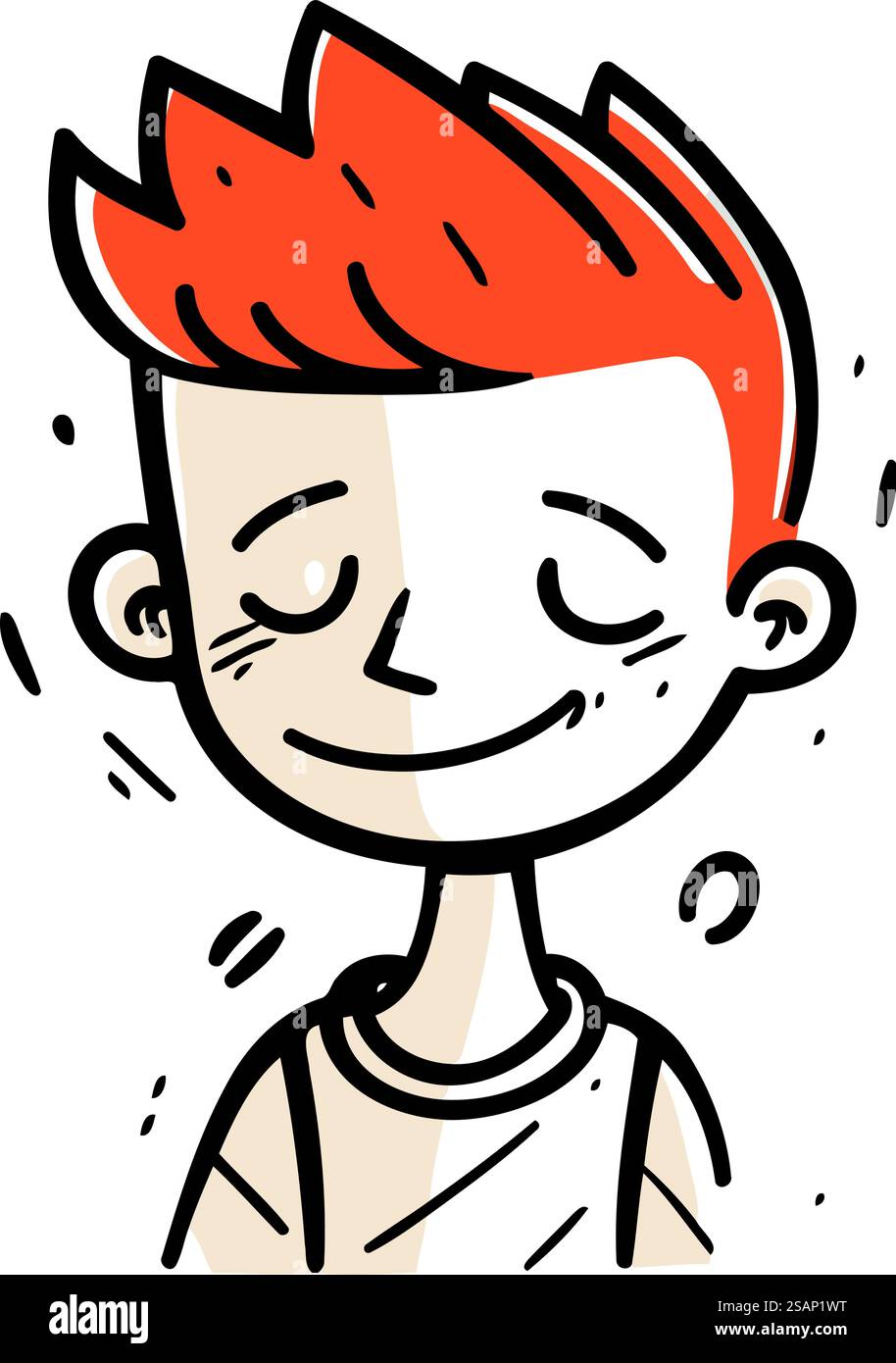 Vector illustration of a happy boy with closed eyes. Isolated on white ...