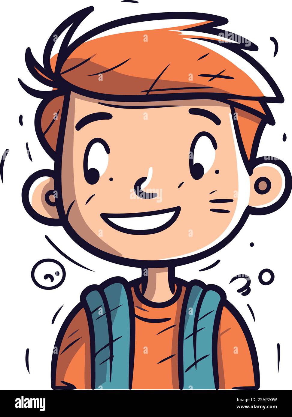 Smiling boy face cartoon vector illustration. Happy little boy ...