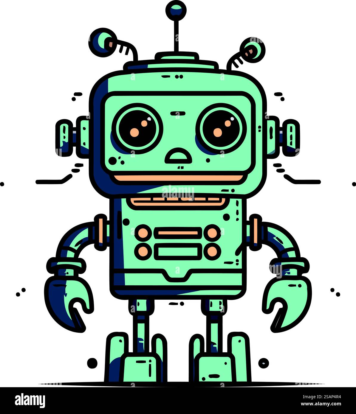 Cute cartoon robot. Vector illustration in line flat design style Stock ...