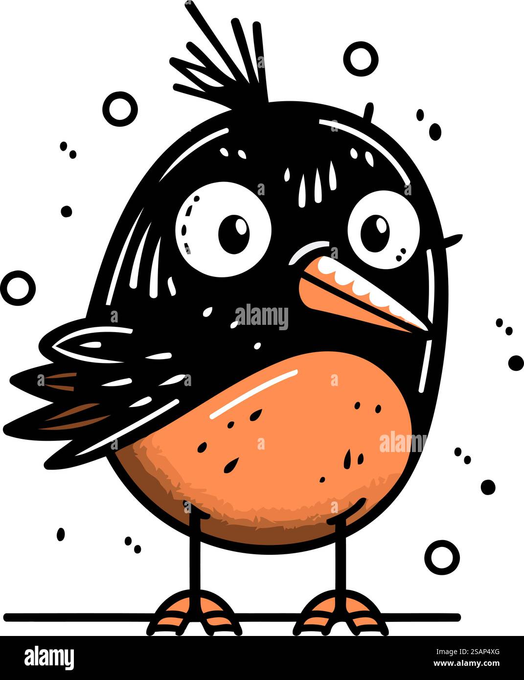 Cute little bird. Hand drawn vector illustration in cartoon style Stock ...