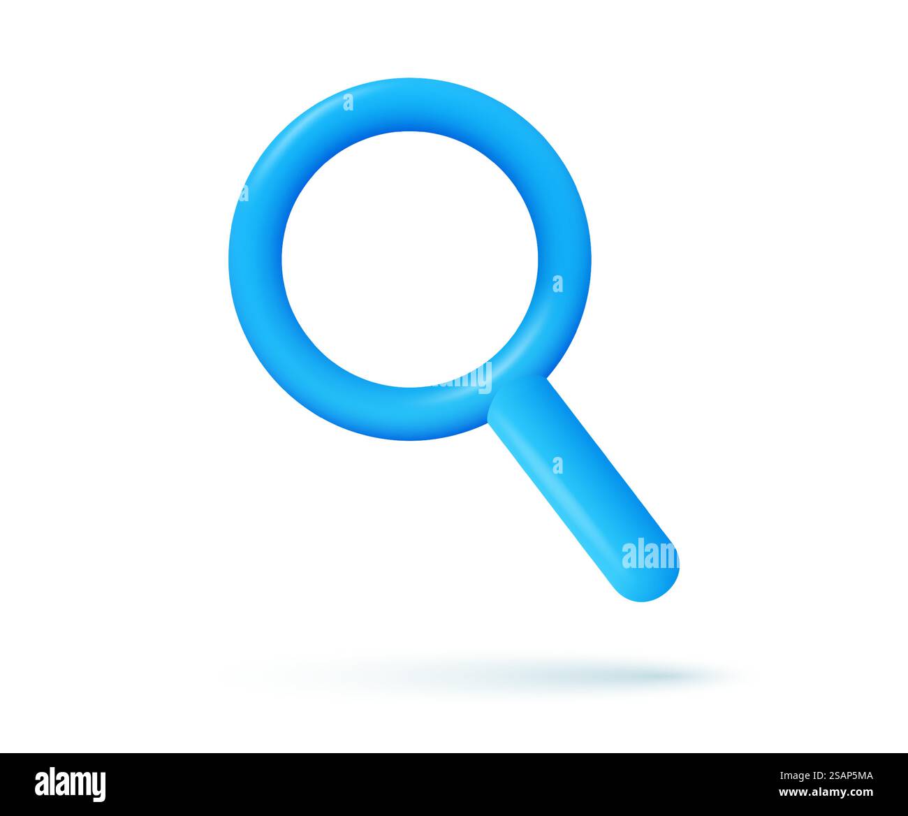 3d rendering search icon on white background. Loupe, magnifier, magnifying glass. Blue optical tool for finding details and reading small print. Vector illustration. 3d rendering search icon with cloud Stock Vector