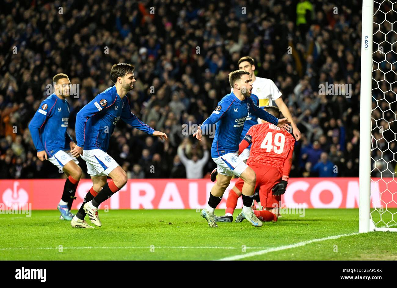Glasgow, Scotland, 30th January 2025. Nicolas Raskin of Rangers scores ...