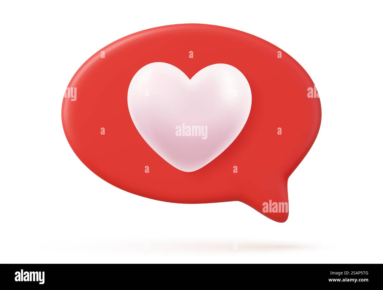 3d social media notification love like heart icon in red rounded square ...