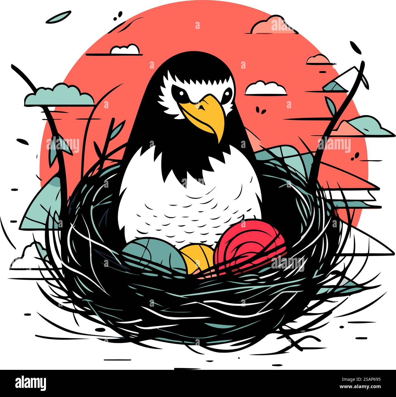 Eagle in the nest. Vector illustration in a flat style Stock Vector ...