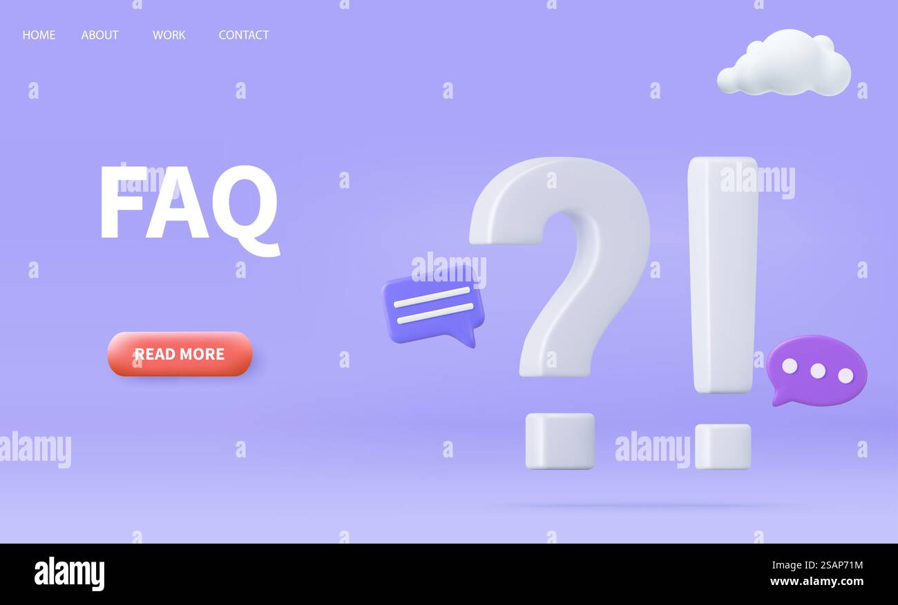 3d Exclamations and Question Marks. FAQ concept. Ask Questions and ...
