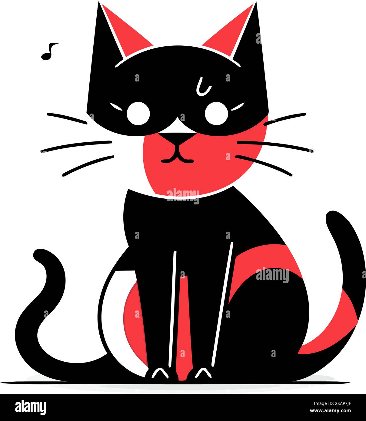 Cute black cat sitting on white background. Vector Illustration Stock ...
