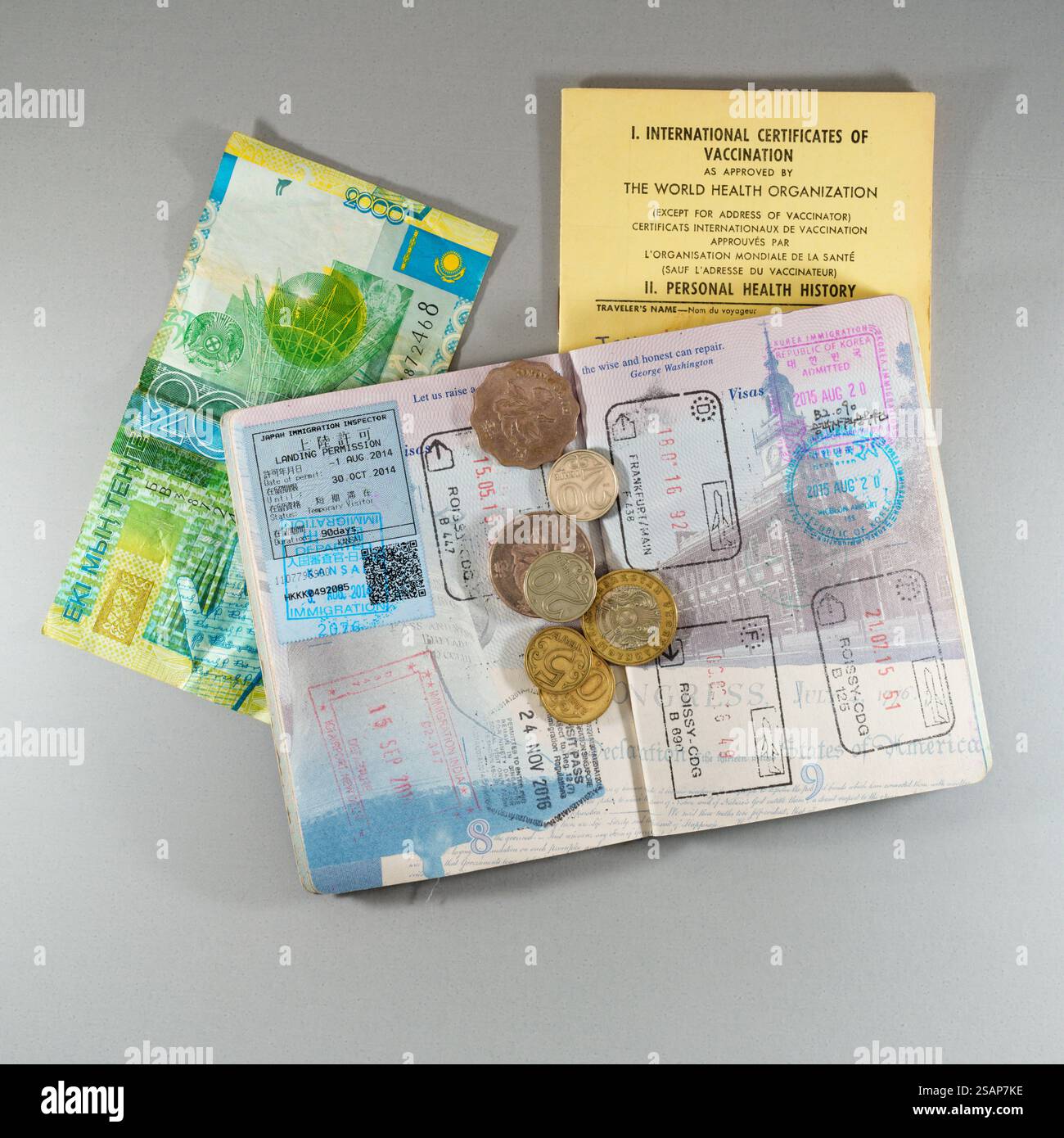 World Health Organization vaccination certificate, multi-national money ...