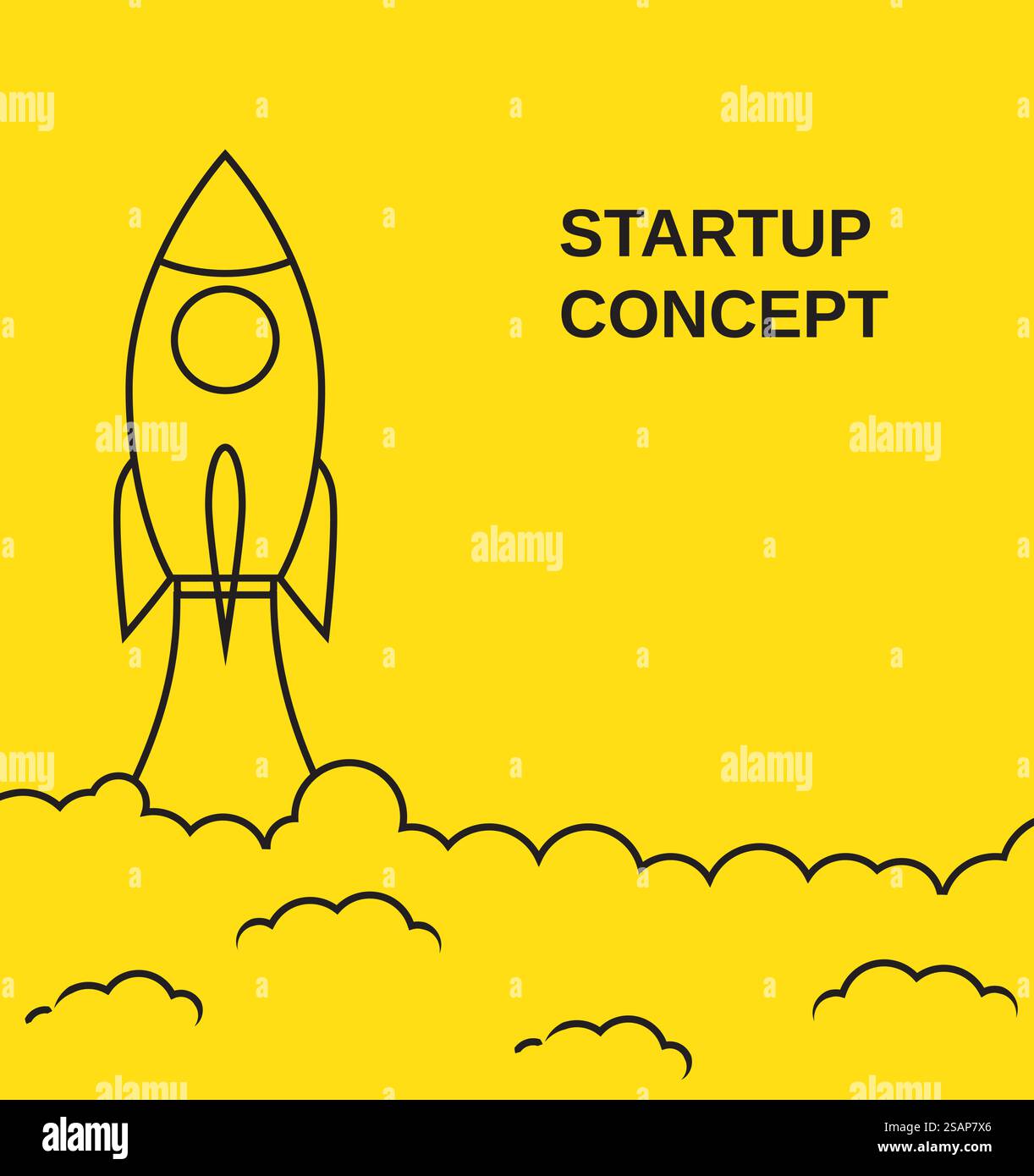 Space rocket launch. Start up concept concept in linear style. Can be ...
