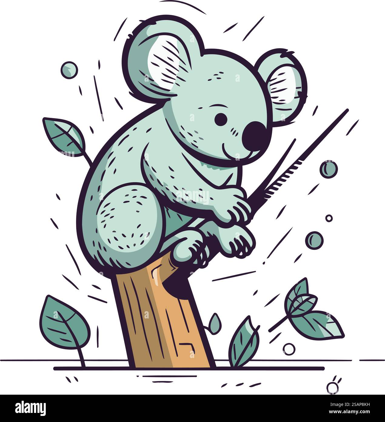 Cute koala sitting on a tree branch. Vector illustration Stock Vector ...