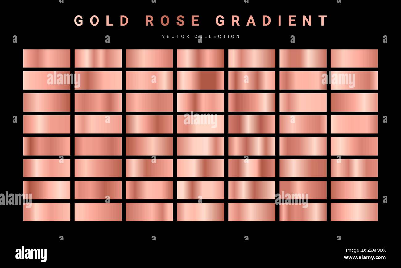 Set of gold rose foil texture. Collection of pink postel gradients ...