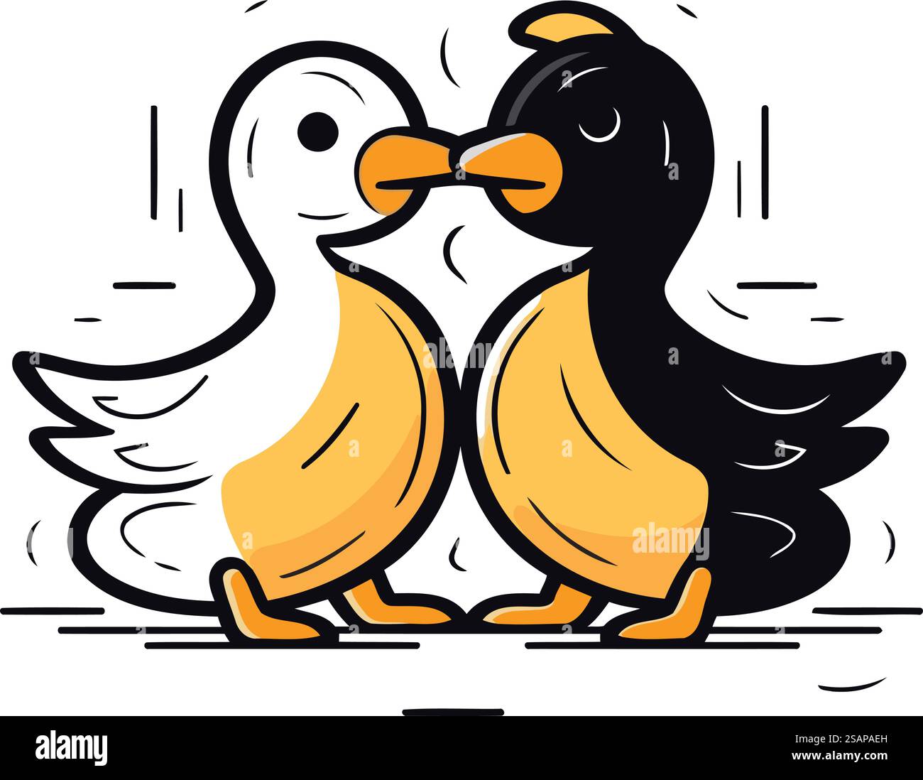 Cute penguin couple isolated on white background. Vector illustration ...