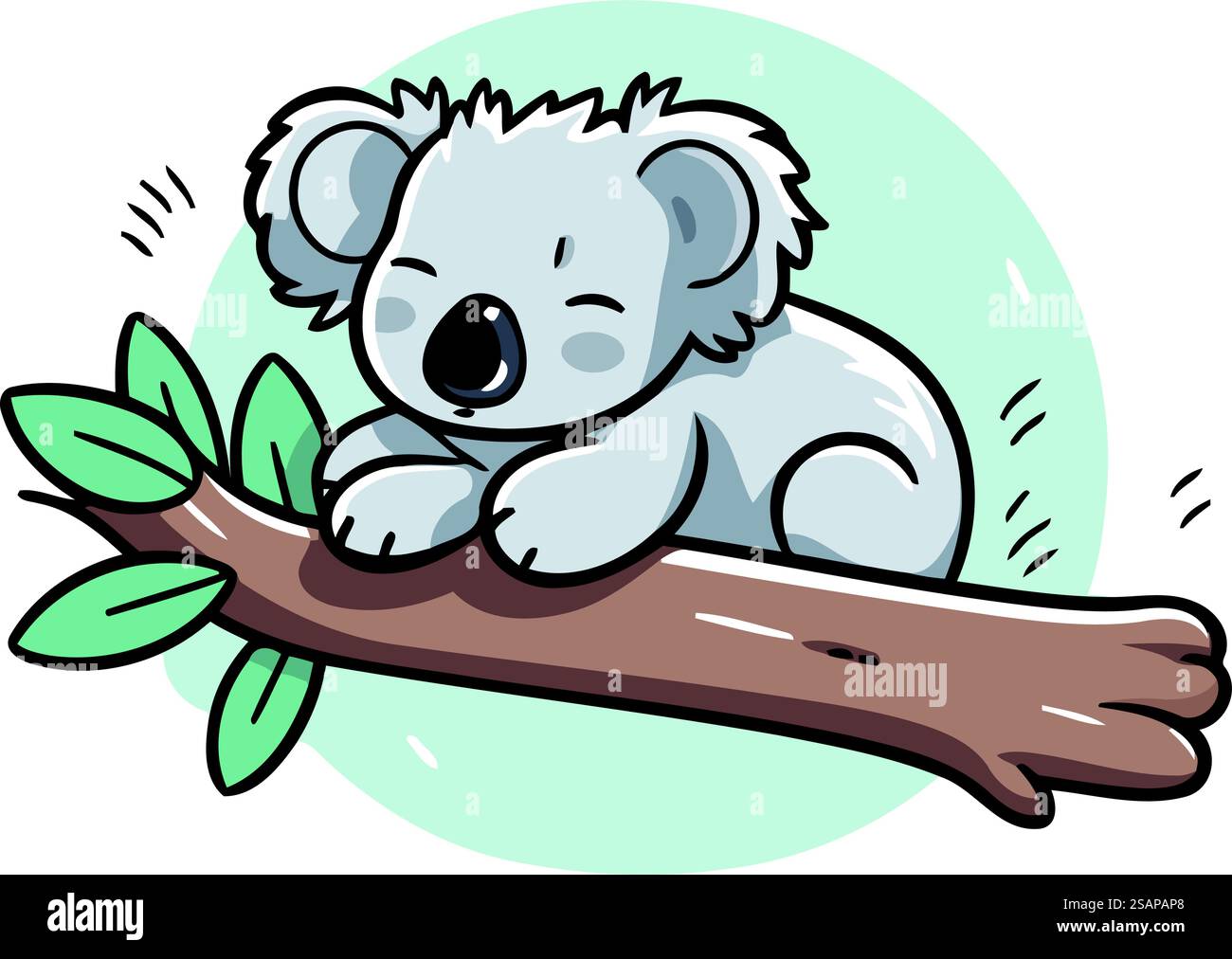 Cute koala sleeping on a tree branch. Vector illustration Stock Vector ...