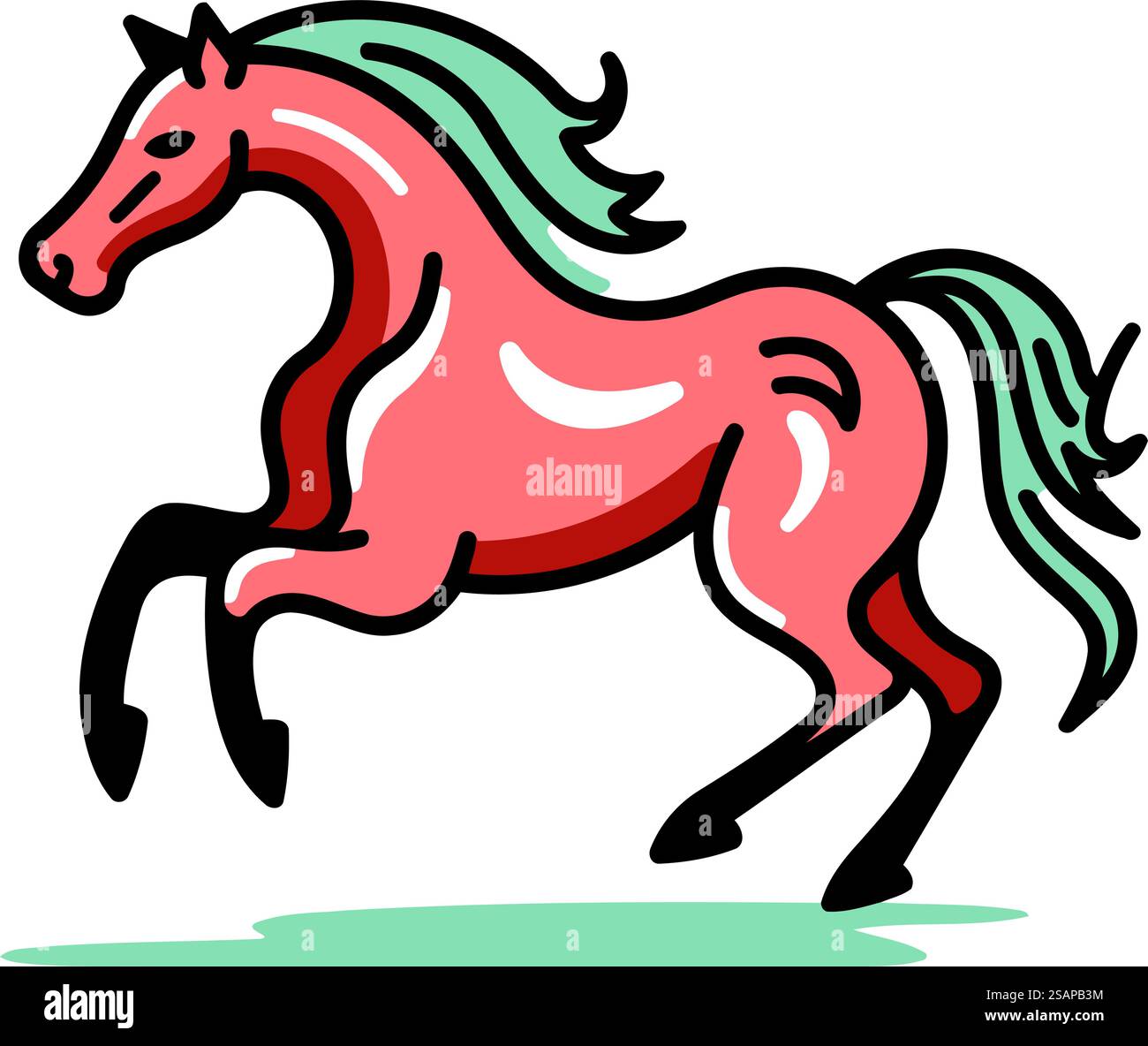 Running horse. Vector illustration. Isolated on a white background ...