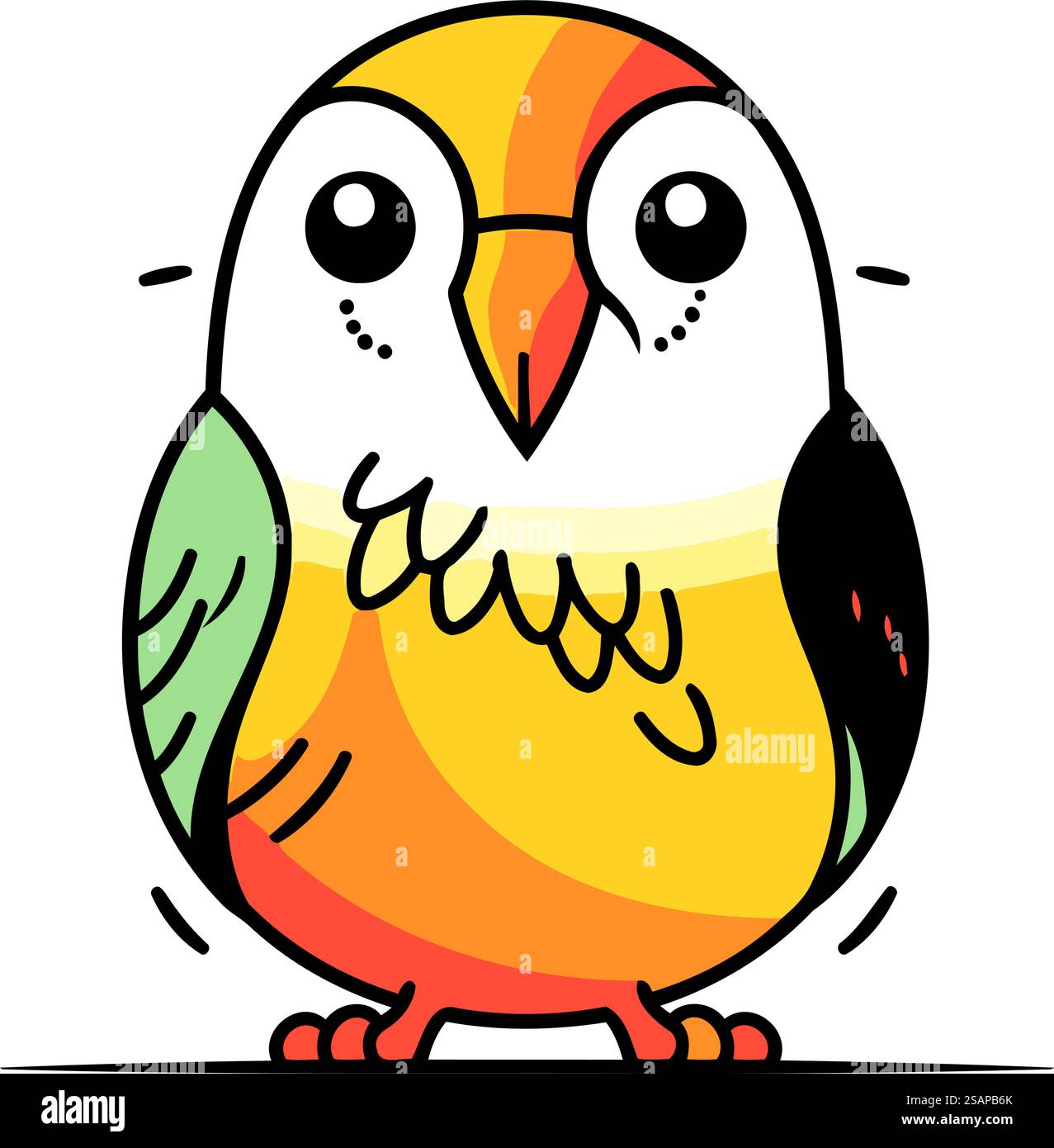 Cute little parrot. Vector illustration in flat cartoon style Stock ...