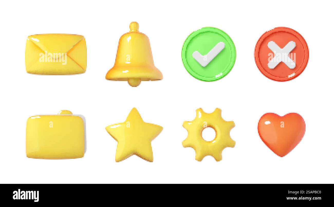 Set of 3D icons for the interface of applications and social media ...