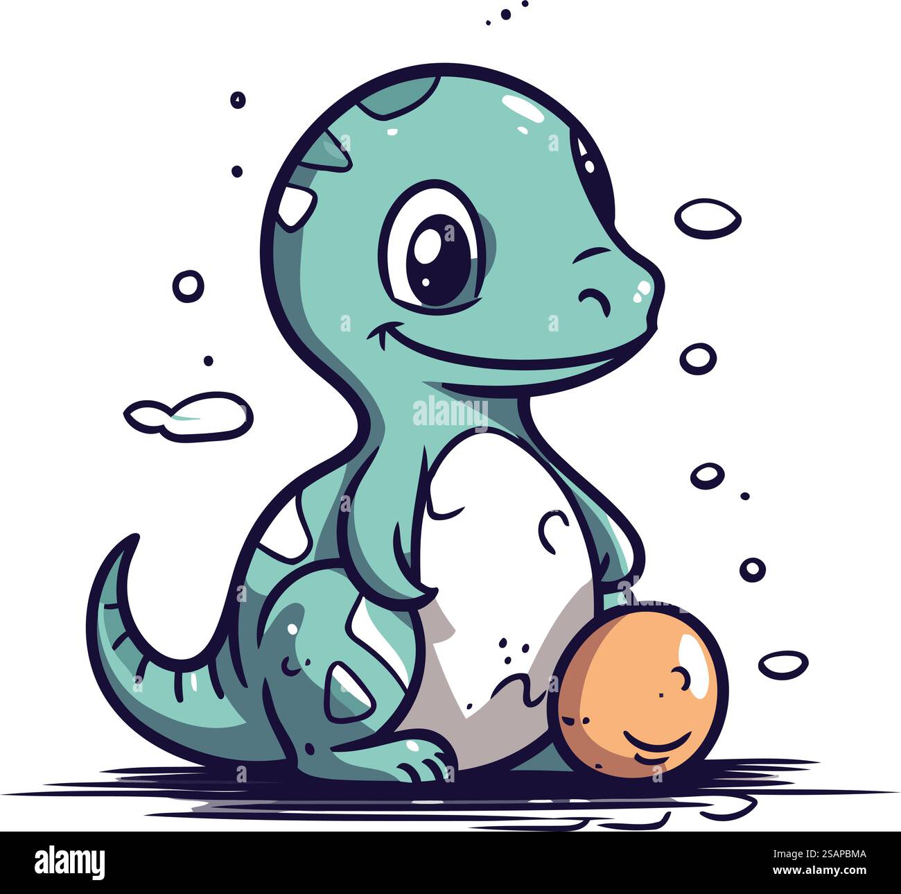 Cute baby dinosaur with egg. Vector illustration in cartoon style Stock ...