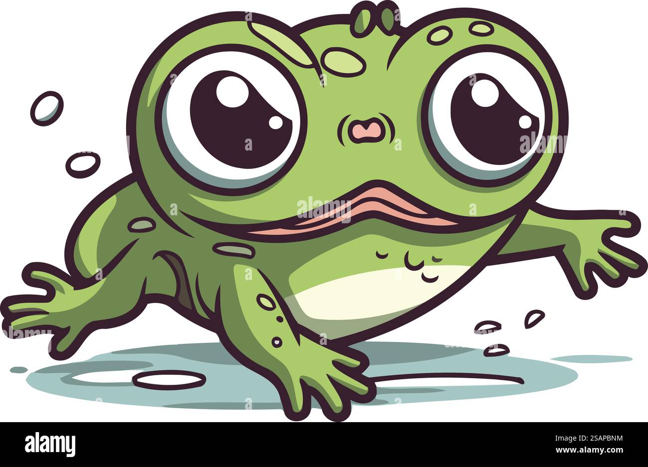 Cute cartoon frog isolated on a white background. Vector illustration ...