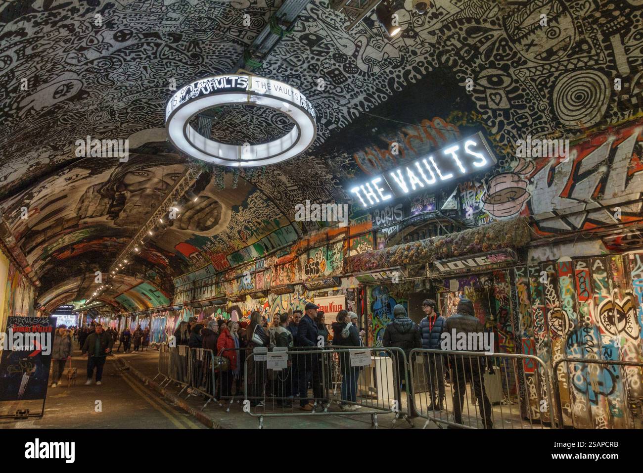 The Vaults, an 'immersive theatre and alternative arts' centre in the Leake Street Arches, (Graffiti Tunnel), London (under Waterloo station) Stock Photo