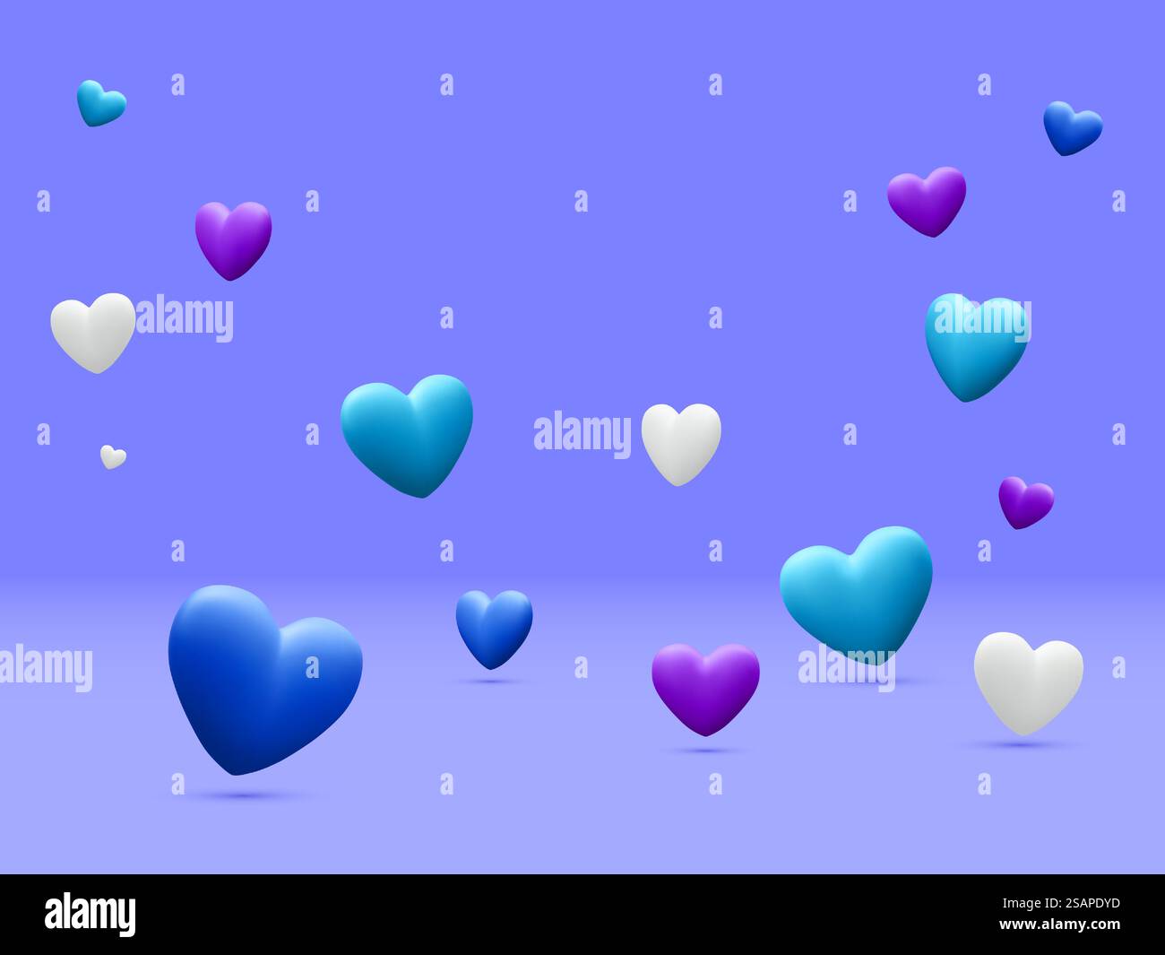 3d realistic valentine's day background with hearts. Banner for ...