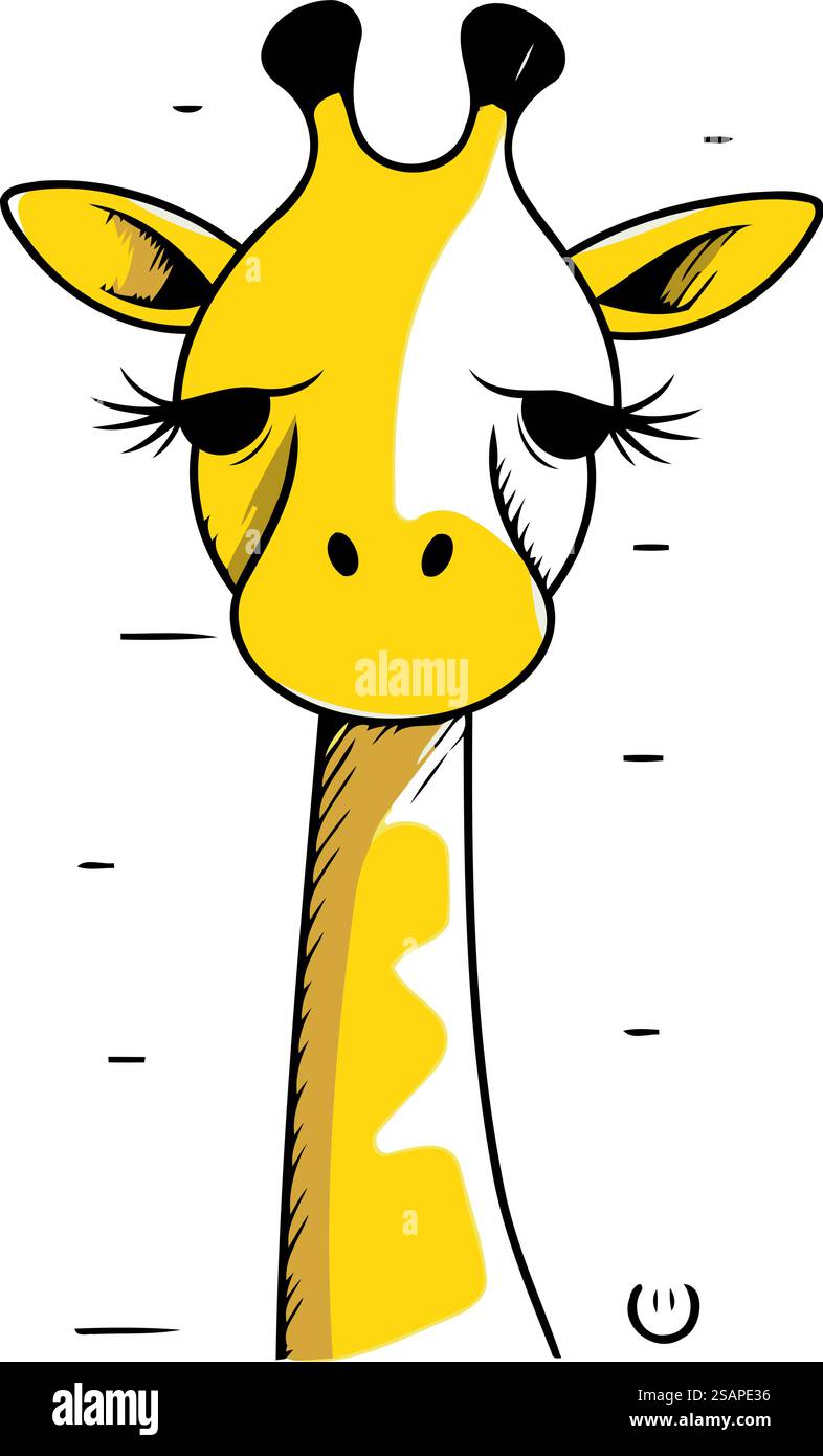 Giraffe head isolated on white background. Hand drawn vector ...